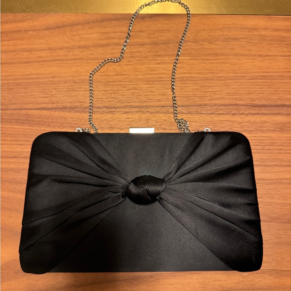 Phase Eight Black Satin Clutch Bag
